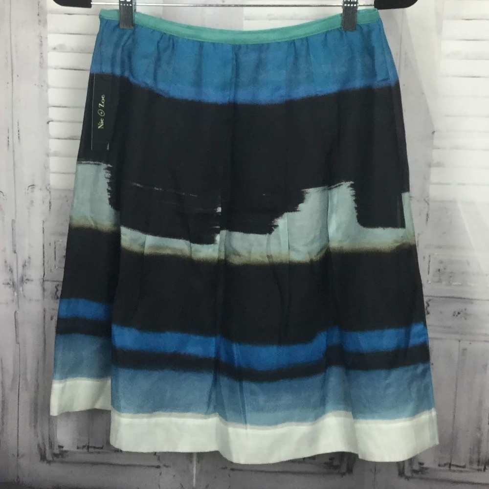 Nic+Zoe Blue & Black Aline Skirt NWT 4